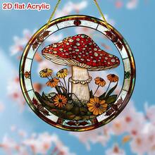 1pc Acrylic Mushroom Light Catcher - 5.9"X5.9" Stained Glass Window Hanging, Autumn And Christmas Decoration, Perfect Gift For Home And Garden - Multicolor - View 7