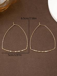 2pcs/Set Minimalist Delicate Line Geometric Triangle & Circle Hoop Earrings, Fashionable Jewelry Accessories, Great Gift - Yellow Gold - View 5