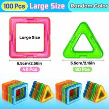 Magnetic Blocks Building Toys For Youngsters,Big Size Magnet STEM Toys Learning Educational Constructor Set Magnet Toys For Youngsters Toys For Youngsters Age 3+ Birthday Gifts Magnet Gift Random Color - Multicolor - View 11