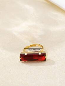 1pc Elegant Luxury Colorful Rhinestone Rectangular Adjustable Open Ring, Suitable For Women's Daily, Bar, Party Wear - Rectangular Rhinestone Ring - View 5