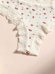 3条装性感女士蕾丝拼接低腰无缝罗纹丁字裤，柔软舒适透气，适合瑜伽、运动和日常穿着。 - 彩色 - 查看 7