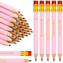 9pcs Elegant Pink Mini Pencils - 0.7mm Lead, Pre-Sharpened With Erasers, 4 Inch (Pink, Girly Style), Suitable For Gifts, Parties, Daily Use, Drawing, Art Supplies, Modern Design, Office Stationery, Fashion Stationery, Crafted From Select Wood, Creative Professionals, School Supplies, Office, Gifts, Back To School, Bridal Shower Decor, Games And Educational - Baby Pink - View 1