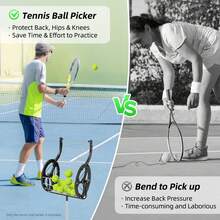HOHOBLA 2-In-1 Tennis Ball Pickup Automatic Ball Retractor With Handle,Tennis Ball Hopper,Tennis Field Equipment Auto Collector Picker Retractor 55 Tennis Balls [US STOCK, Christmas Gift] - Black, Silver - View 6