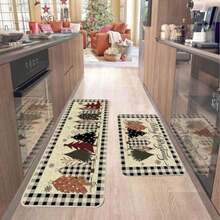 NEWKIBOU Juego de 2 Alfombras de Cocina de Navidad, 50x80cm y 50x120cm, Diseño de Cuadros de búfalo, Absorbente y Antideslizante, Resistentes a Manchas y Decoloración, para Cocina y Hogar ()(Estilo B) - Multicolor - Ver 5
