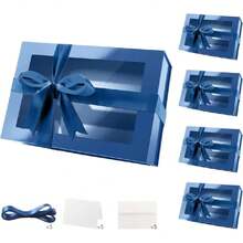 5 Large Blue Easter Gift Boxes With Windows, 13.5x9x4.1 Inches Clear Gift Boxes For Presents Contain Ribbons, Cards, Groomsmen Proposal Boxes, Boxes Witagnetic Lids (Glossy Blue),30187502 - 藍色 - 查看 1