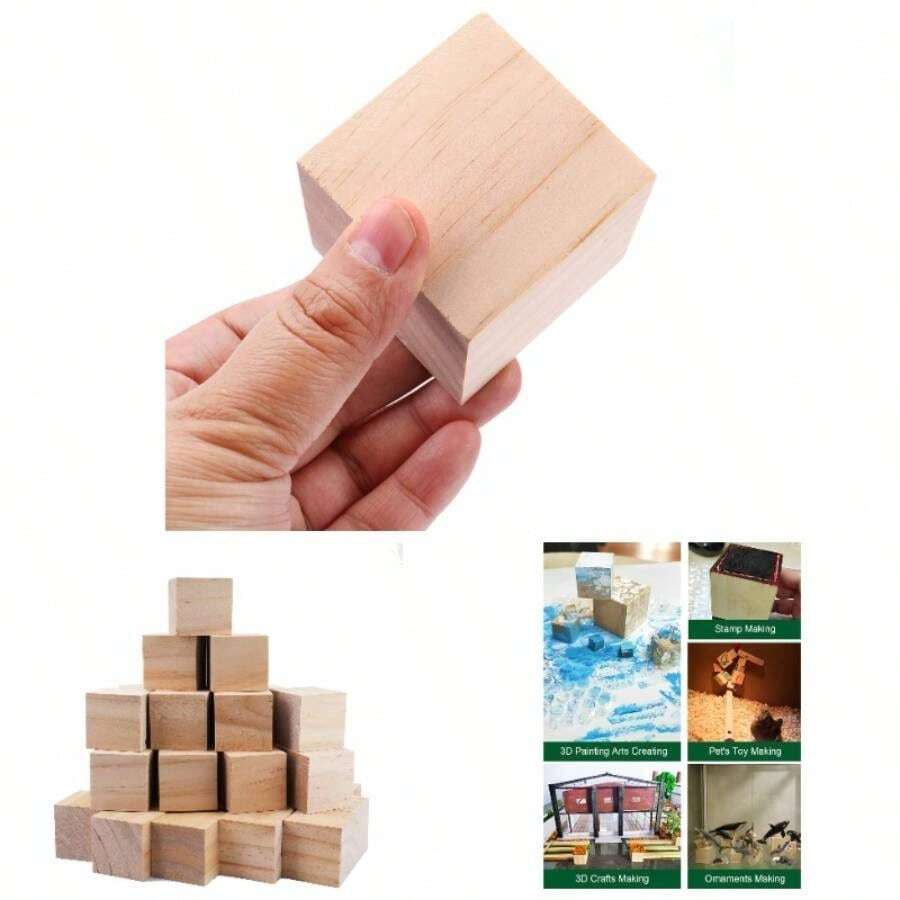 30 Pack 2 Inches Unfinished Wooden Cubes Wooden Blocks - Great Crafts Making - 2 Inch - View 1