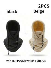 1pc Solid Color Warm Fleece Balaclava, Breathable & Skin-Friendly, For Autumn & Winter - Multicolor - View 17