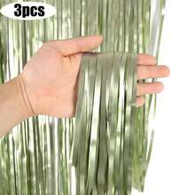1 cái/2 cái/3 cái Rèm cửa lá kim loại màu xanh lá cây nhạt vàng đen bạc trang nhã cho tiệc Halloween Giáng sinh đám cưới sinh nhật phông nền trang trí gian hàng chụp ảnh - Nhiều màu - Xem 14