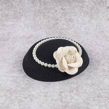 1pc Fascinators Hats For Women Tea Party Hat Kentucky Fascinator Derby Flower Pearl Pillbox Hat For Bridal Wedding, Tiny Hats, Mini Cap, Mini Fascinator - Multicolor - View 12