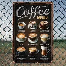 1pc Retro Coffee Dish Metal Tin Signage, Multi-Purpose Aluminum Foil Engraved Murals, English Language Decorative Signage For Homes And Gardens, Kitchens, Bars, Cafes - Multicolor - View 2