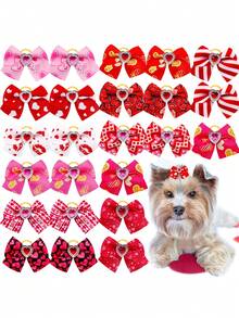10pcs Of Red Decorative Accessories Suitable For Long Haired Dogs And Cats, Perfect For Decorating The Hair Of Small And Medium-Sized Dogs For Valentine's Day, Weddings, And New Year. Elegant And Noble, With Random Styles - Multicolor - View 9