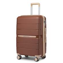 Lightweight PP Hard Shell Suitcase Luggage 20in Cabin Carry On 24in Medium Check In 28in Large Check In 3 Piece Set Spinner Wheels TSA Lock Travel - Brown - View 12