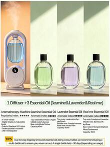 Difusor de aceites esenciales de montaje en pared/sobremesa - 5 modos de niebla con temporizador, 6 opciones de fragancia (incluido jazmín), luz LED de colores cambiantes, recargable por USB; adecuado para ambientadores de hogar, coche y hotel - multi-sabor - Ver 28