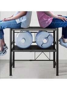 Rejilla de cocina retráctil para horno microondas, horno doméstico de una sola capa y soporte de almacenamiento para olla arrocera de escritorio de doble capa - Negro - Ver 11