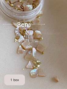 1 Box Natural Abalone Shell Nail Art Decorations, Luxury Gold Foil & Pearl Mixed Asymmetrical Shell Fragments Set, Delicate Iridescent Glow, Gentle Yet Elegant, Easy To Create High-End Bare Nail Look, Suitable For Beginners, Same Style As Wealthy Heiress - Multicolor - View 5