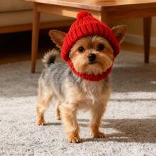 1顶防滑弹力保暖针织宠物帽，防风柔软宠物耳罩头带，适合猫、狗、兔子等宠物在秋冬季节佩戴，是新年、圣诞节的理想之选。 - 彩色 - 查看 6