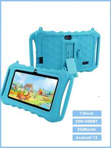 Qetupa Q8 Dual Handgrip Children's Tablet, 7-Inch Kids Tablet, Android 13/MTK6737 Quad-Core 1.3GHz/3GB RAM 32GB Storage/2.4G WiFi/Bluetooth/1024x600 IPS Display/GMS Services/Parental Control/3500mAh Battery/2MP+5MP Camera, With Shockproof Protective Case, For Education & Gaming (Adapter Not Included) - Blue - View 2
