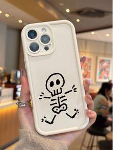 Funda de Teléfono Antigolpes con Patrón de Calavera Compatible con iPhone 17 Pro Max, 16/15/14/13/12/11/XS/XR/X/7/8/Mini/Plus/Pro Max/SE, y Galaxy A15 A16 A55 Nueva Funda de Teléfono Antideslizante y a Prueba de Golpes de Alta Calidad, Funda de Teléfono de Protección Completa de 360 Grados, Adecuada para Regalos de Halloween y Navidad para Amigos y Parejas - Blanco - Ver 4