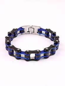 1 件装不锈钢骑行链手链男士手链链条摩托车自行车风格手链时尚朋克手镯珠宝