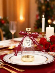 个性化透明DIY定制塑料香槟瓶巧克力糖果盒迷你婚礼蝴蝶结丝带瓶形礼盒派对婴儿派对礼物生日婚礼派对礼品容器儿童糖果包装礼品糖果包装盒