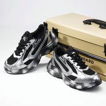 GUYISA Fashion Safety Shoes With Steel Toe, Anti-Smash And Anti-Puncture, Thick Sole Chunky Sneakers Series, Lightweight Patchwork Breathable Fabric - Grey - View 5