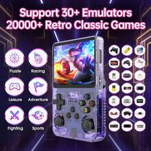 R36S Retro Handheld Game Console, 3.5 Inch IPS Screen, 64GB Memory, Over 30,000 Games, Based On LINXU Open Source ARKOS, 3500mAh Battery (Dark Blue) - Purple - View 2