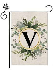 1 Piece/Linen Letter Flower Garden Flag 12x18 Inches Double-Sided Family Surname Letter Courtyard Flag, Suitable; Birthday, Theme Party Outdoor Garden Decoration, Autumn Garden Flag, Halloween Garden Flag, Christmas Garden Flag, Autumn, Halloween, Christmas Decoration - 彩色 - 查看 17