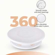 11-Inch Rotating Cake Turntable - Smooth Spinning Cake Decorating Stand For Baking, Frosting & Display - Non-Slip, Sturdy Base, Easy-Clean - White - View 5