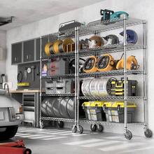 5 - Shelf Storage Shelves, Wire Shelving Heavy Duty Metal Storage Shelving Unit Adjustable Garage Shelving Rack Pantry Kitchen Black, 5 Tier, 17. Inch Dx 47.2 Inchx 76. Inch H - 五層置物架,尺寸:深 17.7 英吋 x 寬 47.2 英吋 x 高 76.7 英吋 + 鍍鉻 - 查看 6