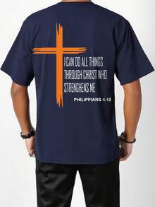 Boys & Teens Students Casual Printed Round Neck Short Sleeve T-Shirt, Summer Top