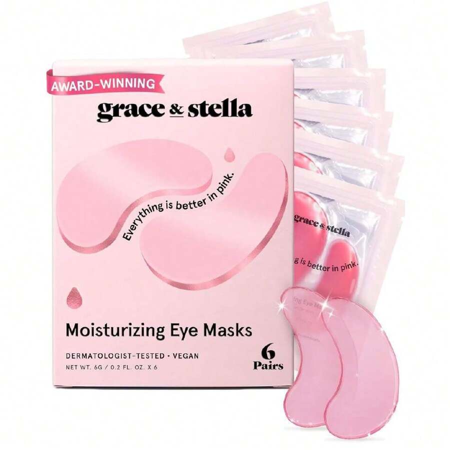 Grace & Stella Award Winning Under Eye Mask - Reduce Dark Circles, Puffy Eyes, Undereye Bags, Wrinkles - Gel Under Eye Patches - Gifts For Mom - Vegan Cruelty-Free Self Care (Pink, 6 Pairs),30245306 - Màu be - Xem 1