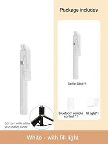 1,7 m/70 cm trådlös Bluetooth selfie-stativ med LED-ljus, 360° roterande trådlös fjärrkontrolltelefonhållare, kompatibel med iPhone 16/15/14/13/12/11/Max/Pro/Xs/Xr/X/Plus, Galaxy S25/S24/S23/S22 Ultra och andra Android-smartphones, GoPro, lämplig för resor och livestreaming