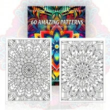 Livro de colorir para adultos com mandalas, encadernação em espiral, tamanho A4 (29 x 21 cm), páginas impressas em um lado com capa de papelão, adequado para homens e mulheres, livro de colorir para relaxar. - Peça única - Ver 8