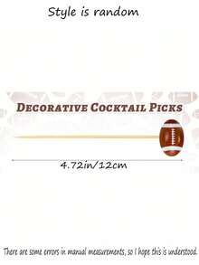 100pcs-Football-Shaped Cocktail Picks, Decorative Toothpicks For Appetizers, Football-Ended Cocktail Skewers Wooden Decorative Fruit Toothpicks, Fruit Sandwich Buffet Party Supplies Long Bamboo Toothpicks, Fruit Toothpicks For Sandwich Buffet Parties Party Supplies - Holiday Birthday Party Decorations - Multicolor - View 12