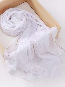 1 chiếc khăn choàng hijab bằng vải voan trơn đính đá và mắt xích dày cho nữ - Nhiều màu - Xem 8