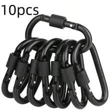 10pcs Aluminum Alloy Outdoor Carabiners, Camping Hiking Keychain, Multi-Purpose Outdoor Keychain Hooks, Suitable For Camping, Hiking, Fishing Gear, Backpacks And Dog Leashes - Travel, Camping Gear And Accessories, Camping Equipment And Supplies, Camping Accessories, Hiking Gear, Backpack Fishing Equipment Accessories, Multi-Function Clips - Black - View 11