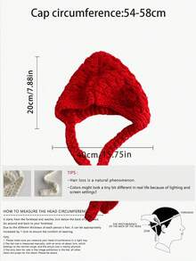 1 件女士纯色厚针织护耳拉法帽，秋冬新款保暖修脸针织帽，简约纯色拉法帽针织保暖耳罩头饰