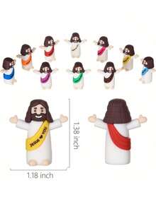 50个耶稣雕像，小耶稣爱你雕像，小型宗教基督救世主玩偶，适合周日捉迷藏游戏，是耶稣主题派对的最佳氛围装饰品，也是送给周日做礼拜的家人或朋友的夏季装饰品（颜色随机）。 - 彩色 - 查看 4