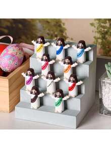 50个耶稣雕像，小耶稣爱你雕像，小型宗教基督救世主玩偶，适合周日捉迷藏游戏，是耶稣主题派对的最佳氛围装饰品，也是送给周日做礼拜的家人或朋友的夏季装饰品（颜色随机）。 - 彩色 - 查看 3