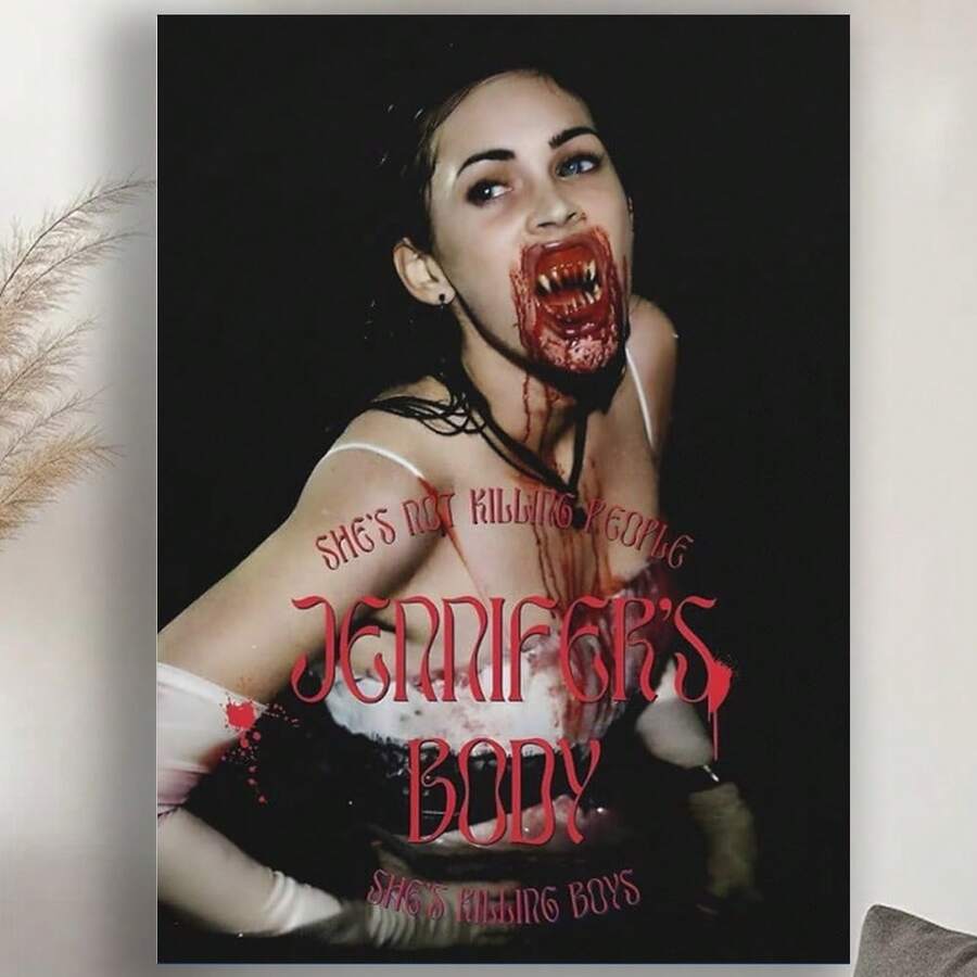 Framed  Jennifer's Body Canvas Poster Wall Art Decor Print Picture Paintings Applies To Personal Bedroom Creative Studio Designer Workspace Vintage-Style Coffee Shop Independe - Đóng khung - Xem 1