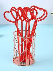 9支/套心形圆珠笔，情人节派对礼物，学校及办公用品，生日礼物，新年快乐，返校季，学习用品，可爱文具，学校颜色，笔，书写工具 - 彩色 - 查看 2