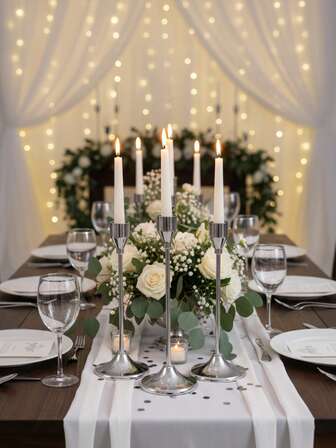 1Pc/1Set Iron Cone Candle Holder, Classic High Leg Candlestick Holders, For Decorative Candle Stand, Candelabra,Tealight Candle Holders,For Home Decoration, Mantelpiece, Christmas Party, Housewarming Gifts, Wedding, Dining Room, Party Candle Stand, Fireplace Decoration Candle Stand, Decorative Pillar Candle Holder