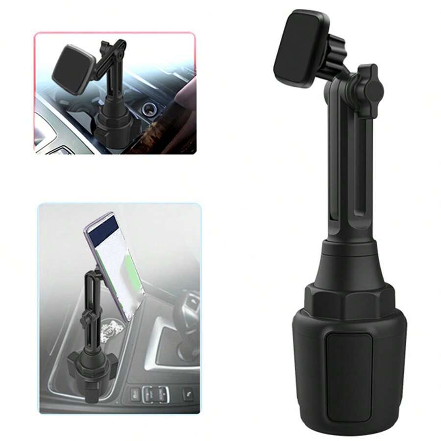 Car Cup Holder Stable Magnetic Phone Mount Cellphone Stand Compatible With IPhone, Android Phone, Gift For Birthday, Family, Friends For Summer Gifts Birthday Driving Car Accessories Car Phone Holder Strong Load-Bearing - Black - View 1