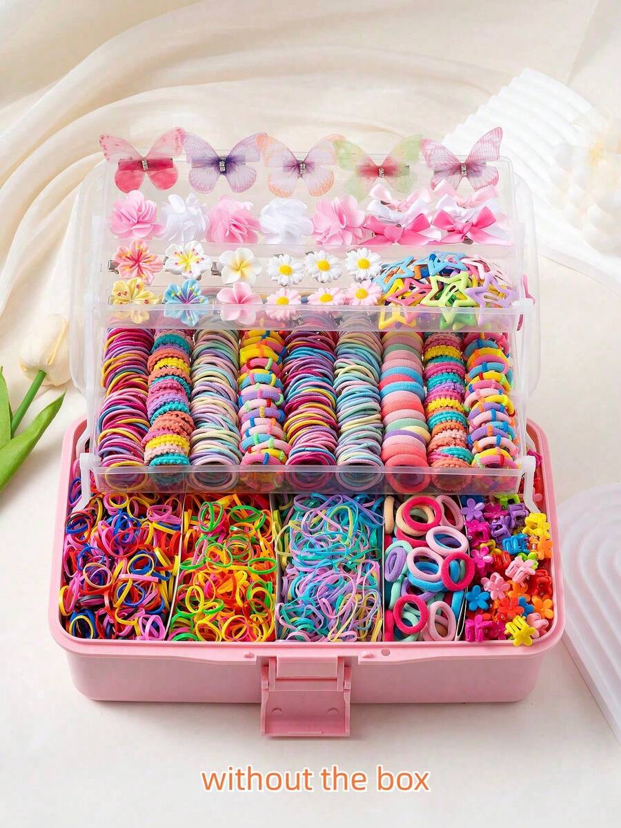 Conjunto de 501 peças de elásticos e acessórios de cabelo multicoloridos para meninas, lindos prendedores de cabelo de borboleta estilo princesa, prendedores de cabelo com flores de tecido colorido, decoração de cabelo para adolescentes, ideal para uso diário e para presentear. - Multicolorido - Ver 1