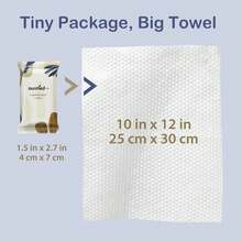 Ourmed Life - Tabletas de toalla comprimidas – Toallas faciales desechables envueltas individualmente, se expanden rápidamente con agua, suave y sin pelusas, 12 x 10 pulgadas para viajes, camping - Sin perfume - Ver 7