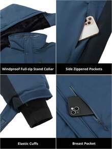 CAMEL CROWN بلوك الألوان جاكيت معطف رجالي ذات غطاء مضادة للماء