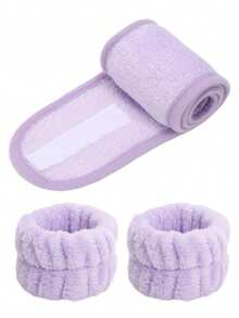 3pcs/Set Headband & Wristbands, Suitable For Face Washing, Cleansing, Makeup Application, Makeup Removal, Travel, Fits All Skin Types - Multicolor - View 14