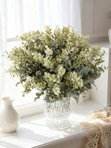 1pc High Quality Artificial Plant Plastic Bouquet, Eucalyptus Leaves, Spring Valentine's Day Gift, Birthday Party Decoration, Wedding Flower Basket, Bridal Bouquet, Home Decor, Restaurant, Bedroom, Windowsill, Vase Decoration, New Year Decoration, Outdoor Garden, Back To School Season - Gray-green - View 9