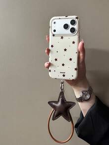 Custodia per telefono con motivo a stelle bianco latte, nuova custodia protettiva di alta gamma stile coreano autunno/inverno minimalista e creativa per iPhone 13, 14, 15, 16, 17 Pro Max, con cordino, stile Ins