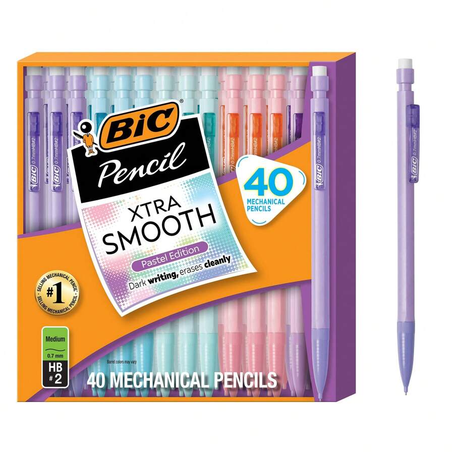BIC Xtra-Smooth Pastel Mechanical Pencils With Erasers, Medium Point (0.7mm),Bulk Mechanical Pencils For School Or Office Supplies 24pc Set - Sets - View 1